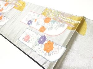 変わり短冊に花々模様織出し袋帯